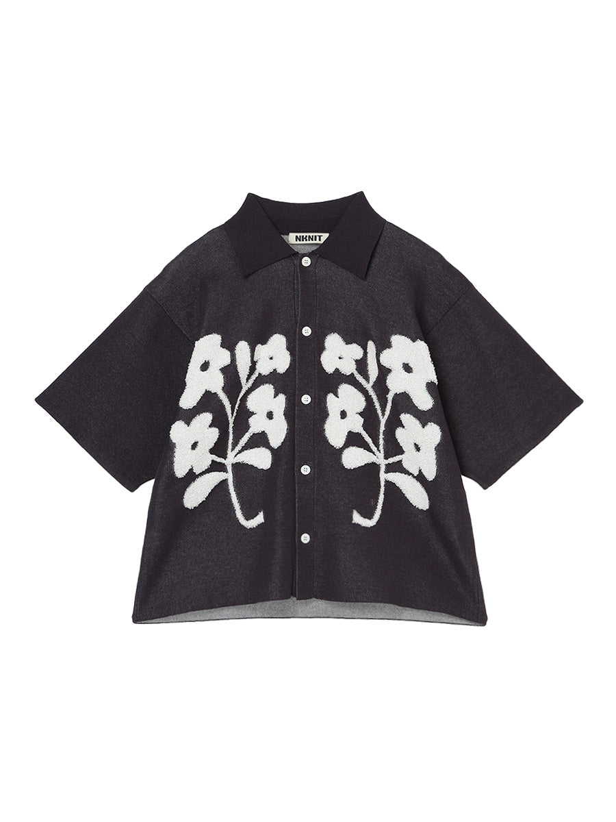 flower jacquard KNIT shirt