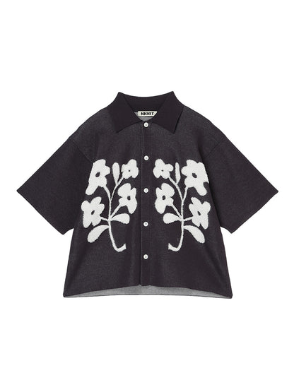 flower jacquard KNIT shirt