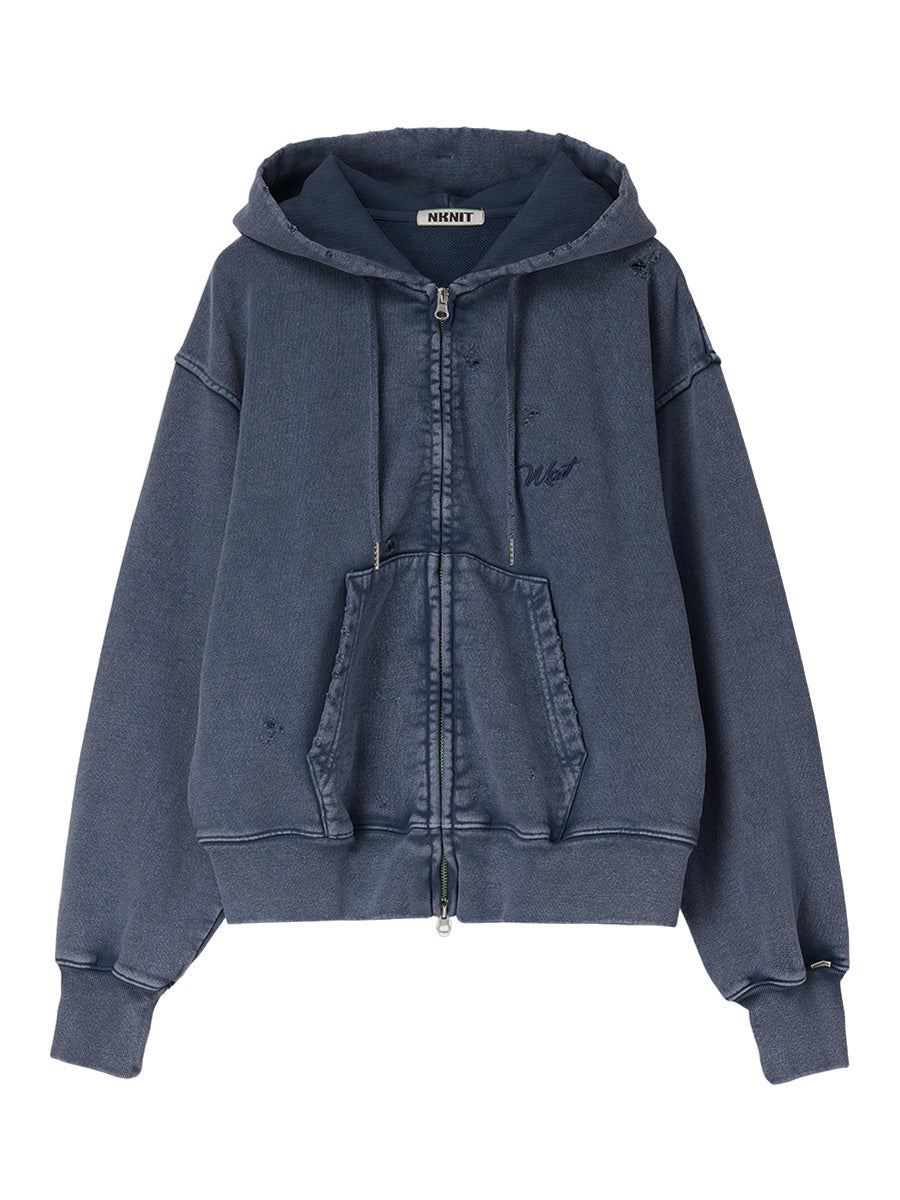 embroidery logo used finish zip hoodie【medium】