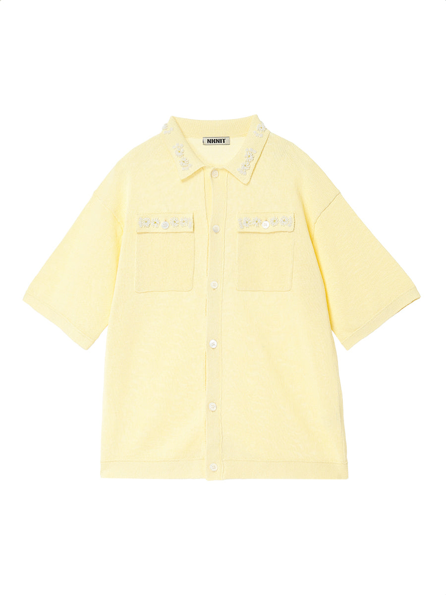 beads flower KNIT shirt