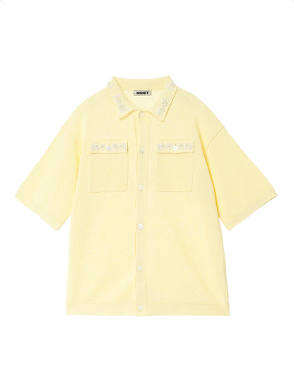 beads flower KNIT shirt