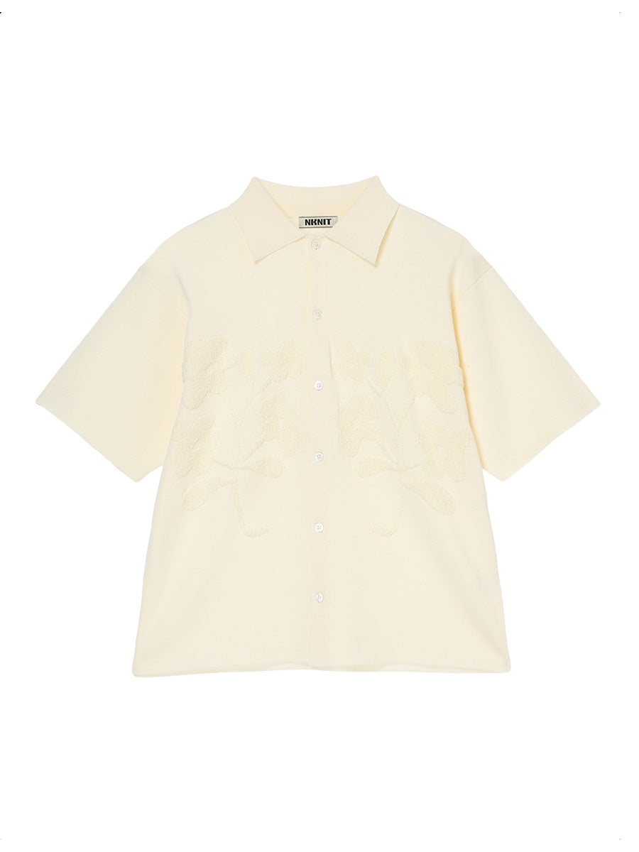 flower jacquard KNIT shirt