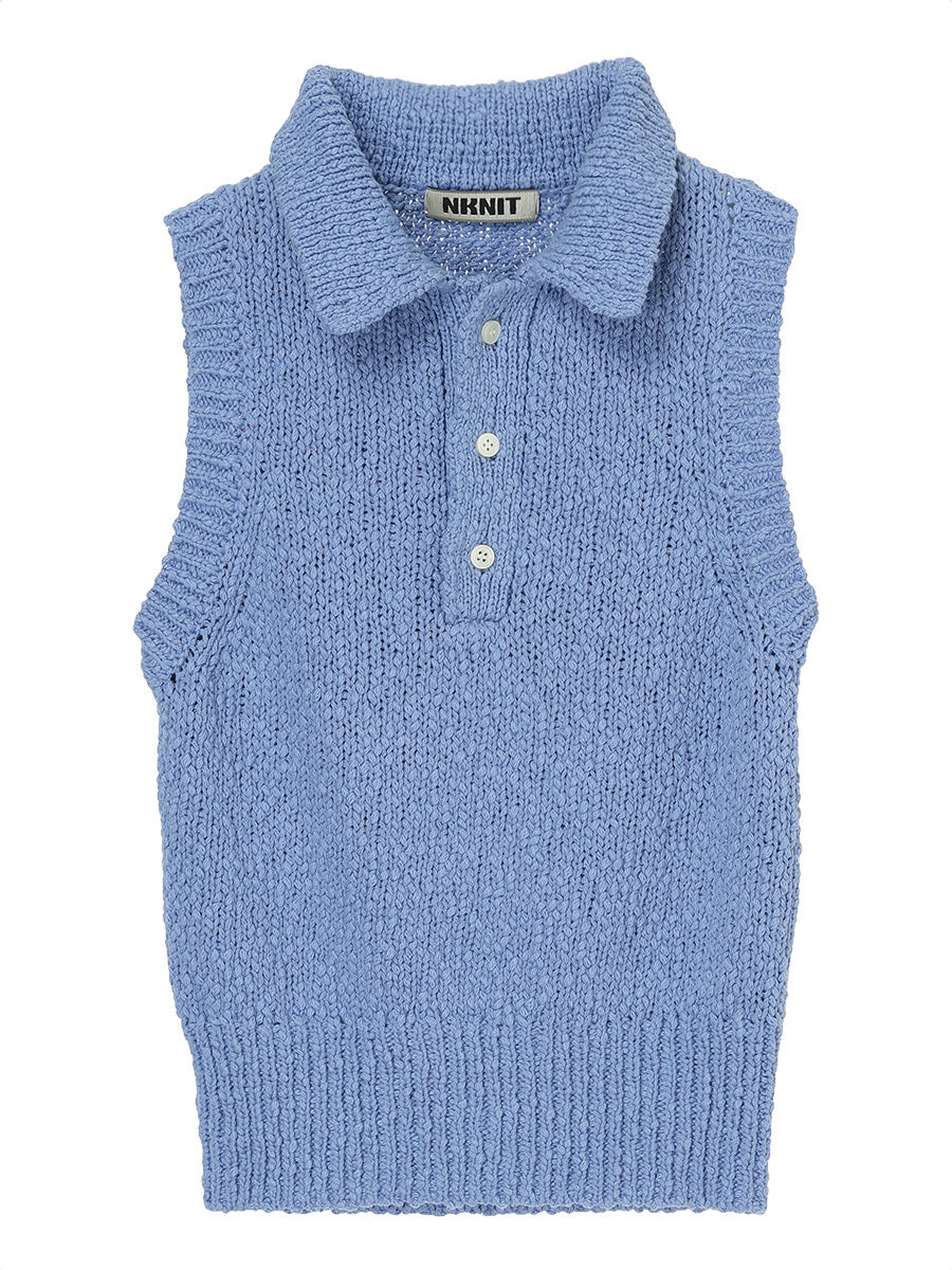 sleeveless KNIT  polo shirt
