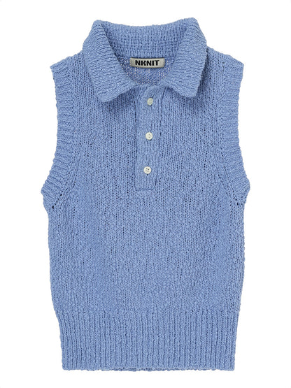 sleeveless KNIT  polo shirt