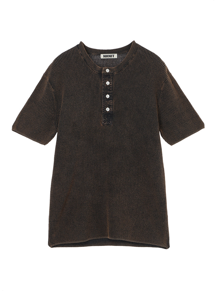 dyed waffle henry neck KNIT