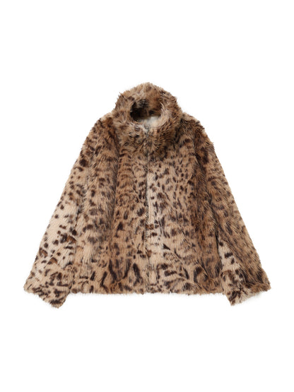 stand collar faux fur jacket