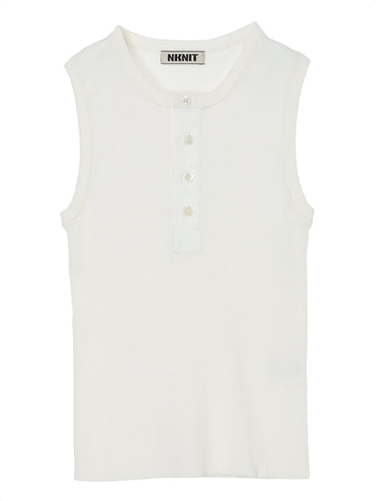 rib  henry neck KNIT  tank top