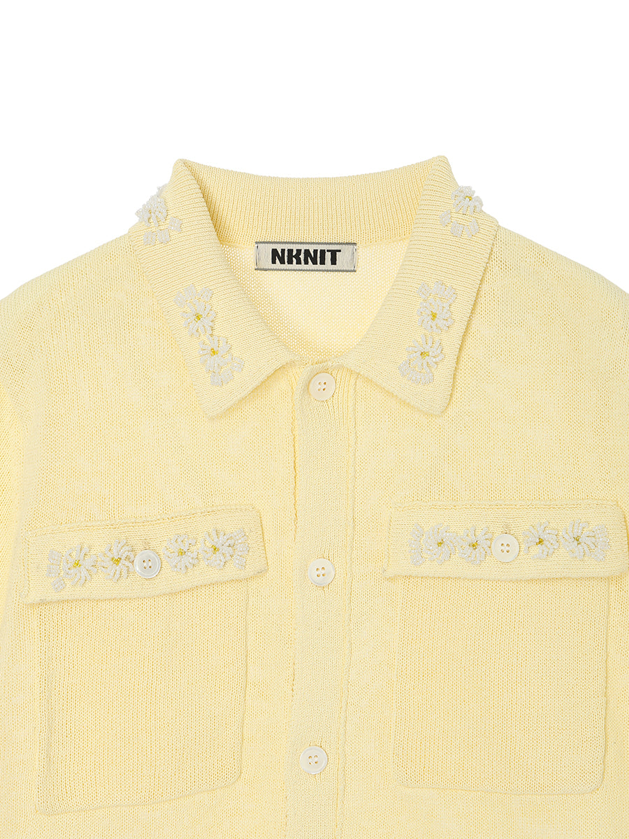 beads flower KNIT shirt