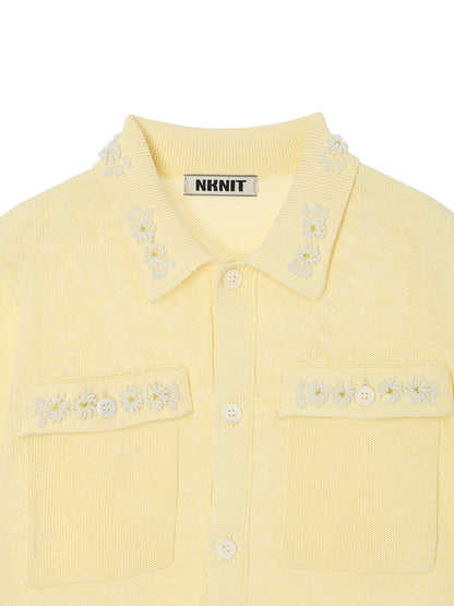 beads flower KNIT shirt