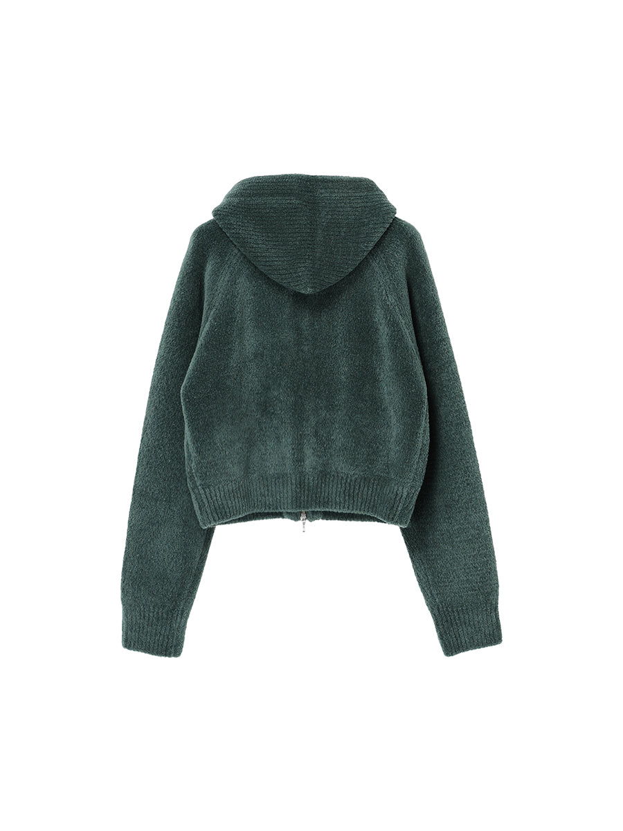 fluffy wool KNIT zip hoodie