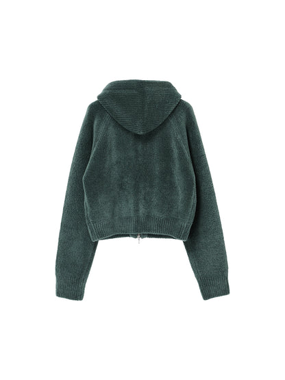 fluffy wool KNIT zip hoodie