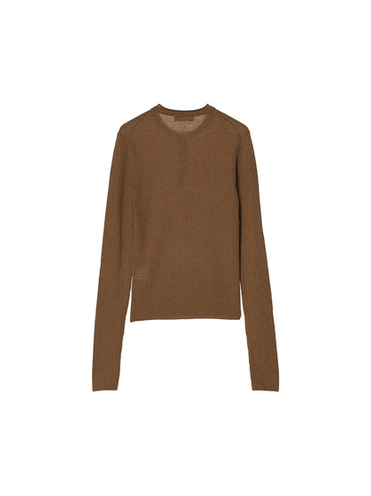 sheer rib henley KNIT