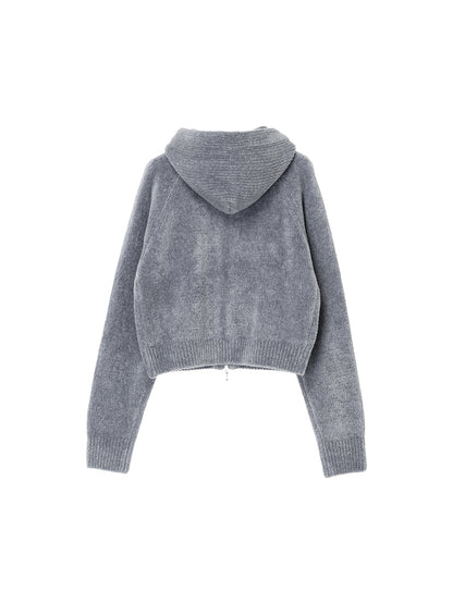 fluffy wool KNIT zip hoodie