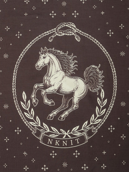 horse motif silk blend scarf