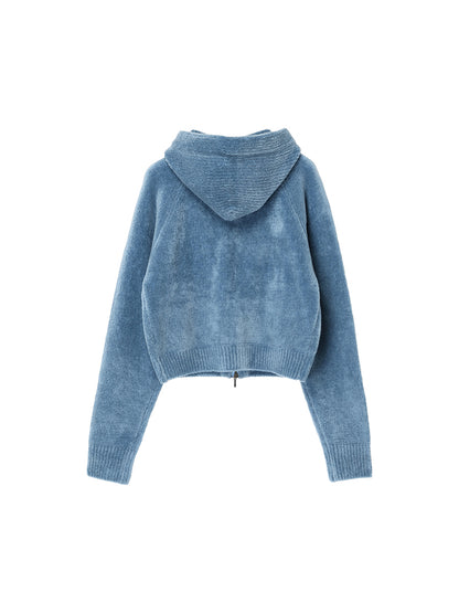 fluffy wool KNIT zip hoodie