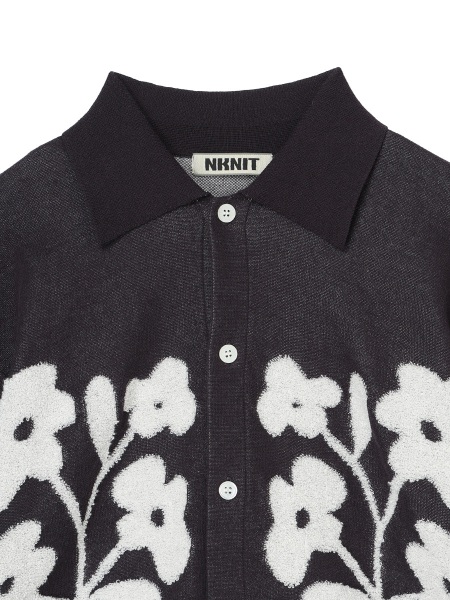 flower jacquard KNIT shirt