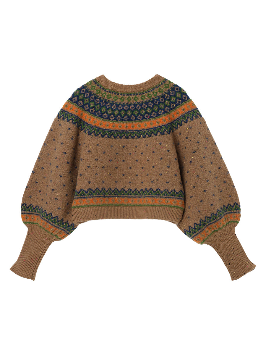 fair Isle pattern balloon sleeve KNIT