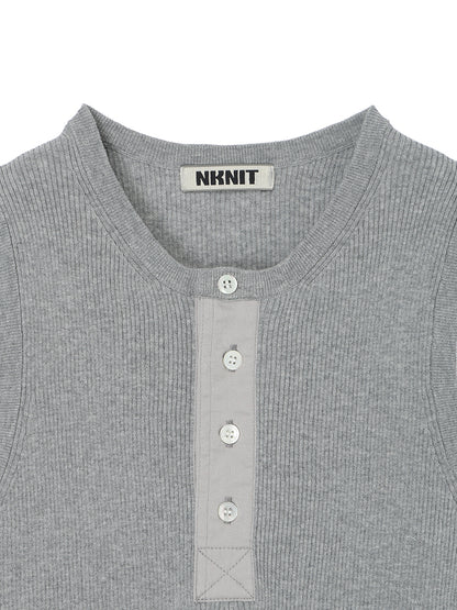 rib  henry neck KNIT  tank top
