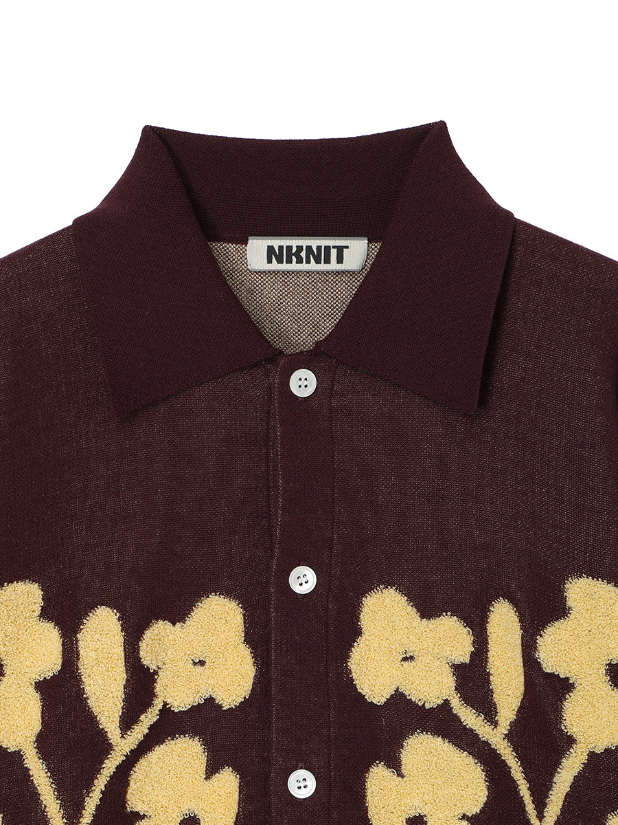 flower jacquard KNIT shirt
