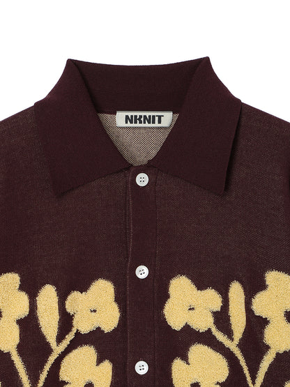 flower jacquard KNIT shirt