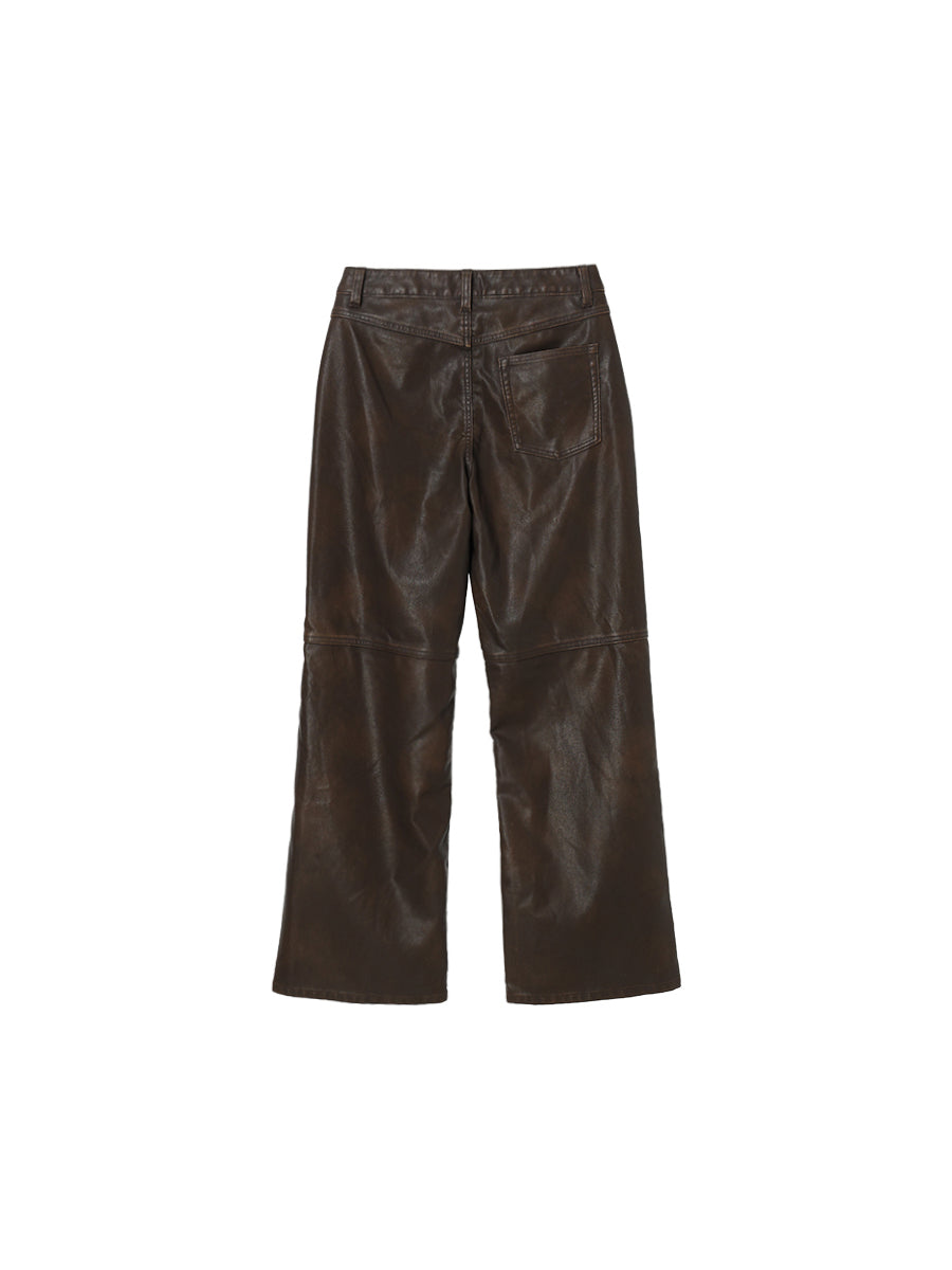 washed faux leather pants