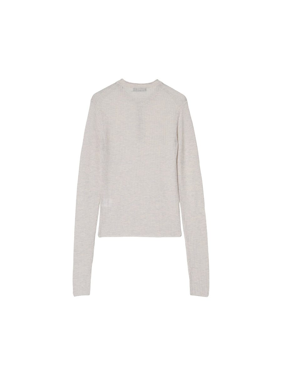 sheer rib henley KNIT