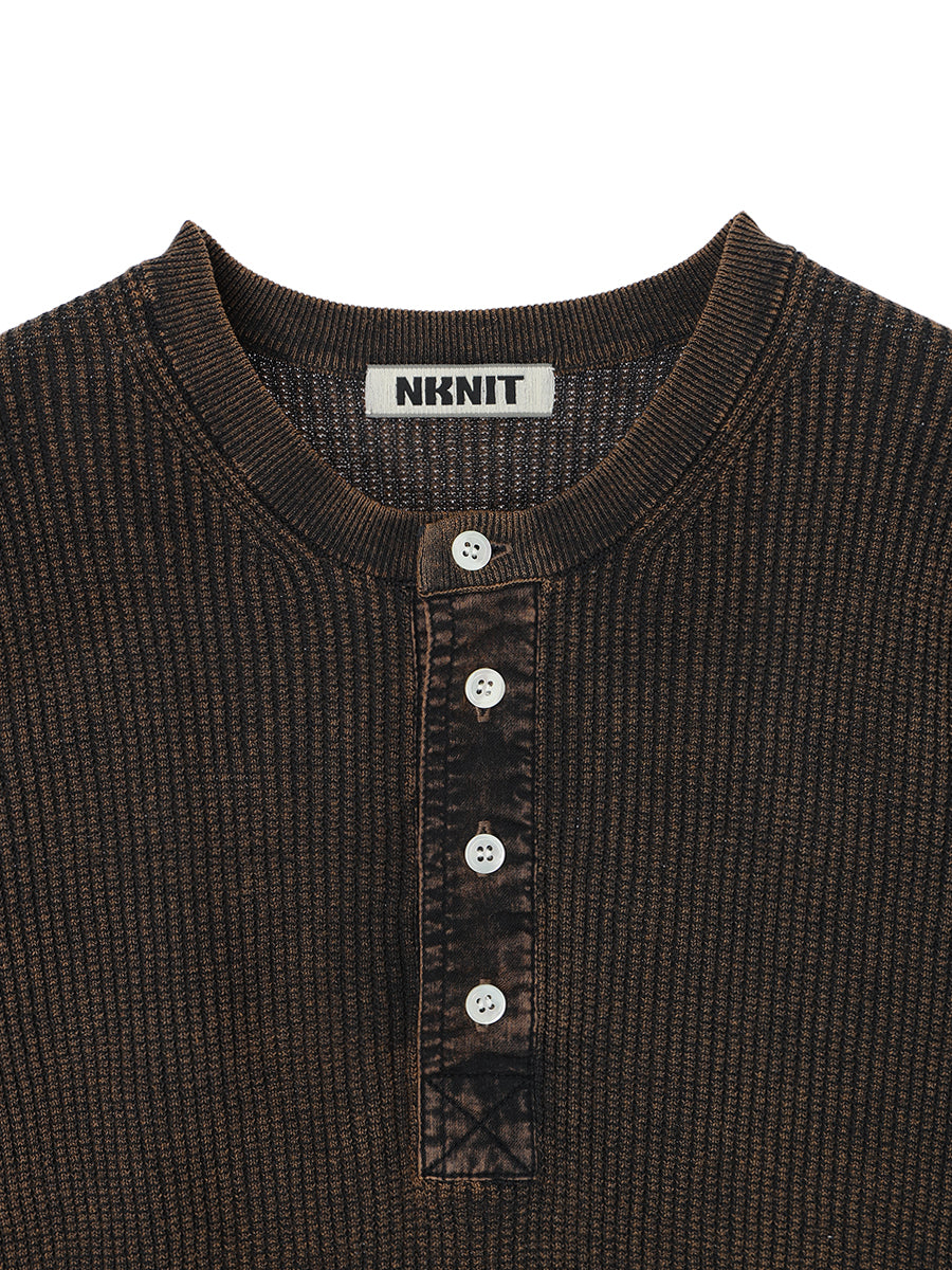 dyed waffle henry neck KNIT