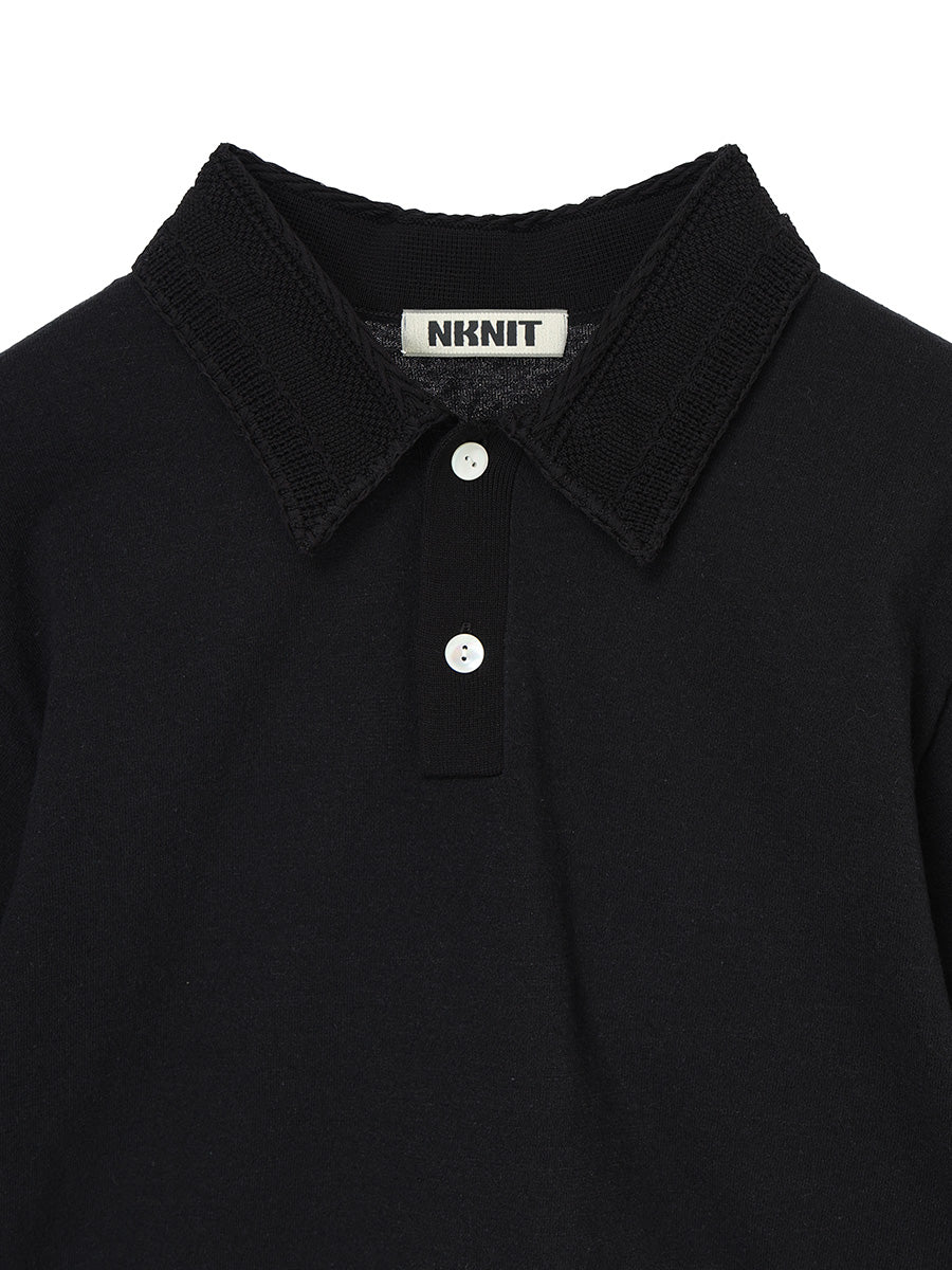 pattern collar KNIT polo shirt