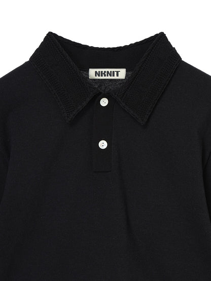pattern collar KNIT polo shirt