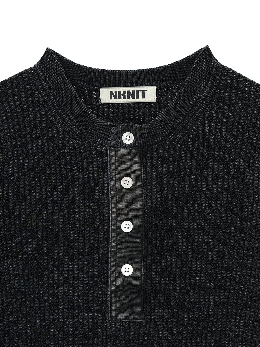 dyed waffle henry neck KNIT