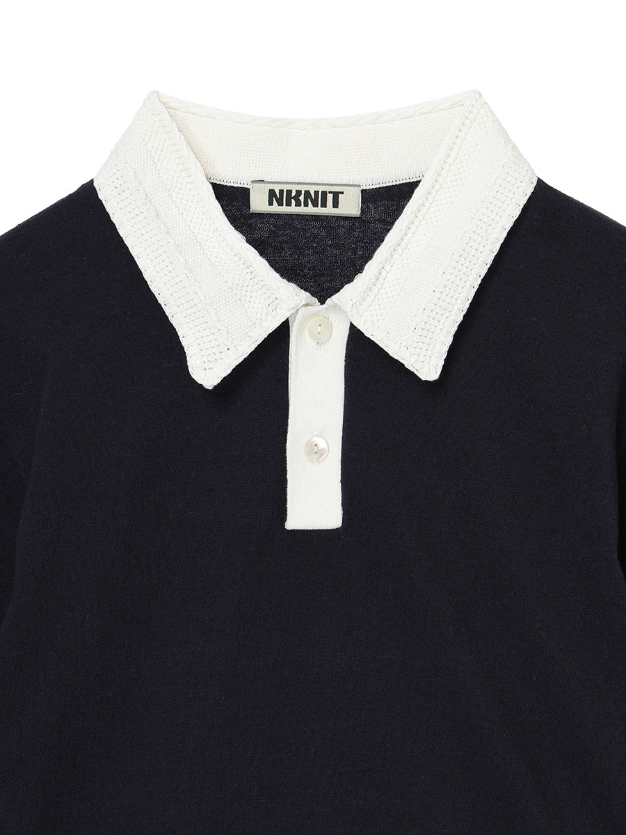 pattern collar KNIT polo shirt