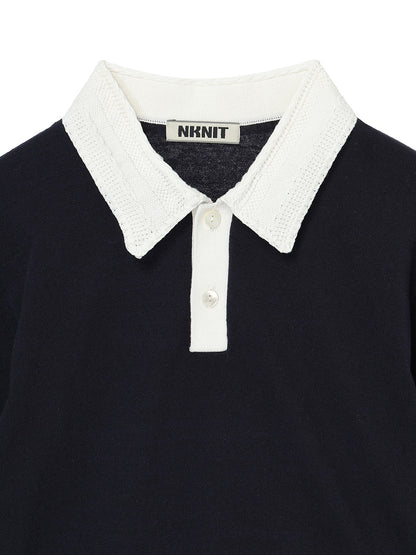pattern collar KNIT polo shirt
