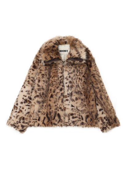 stand collar faux fur jacket