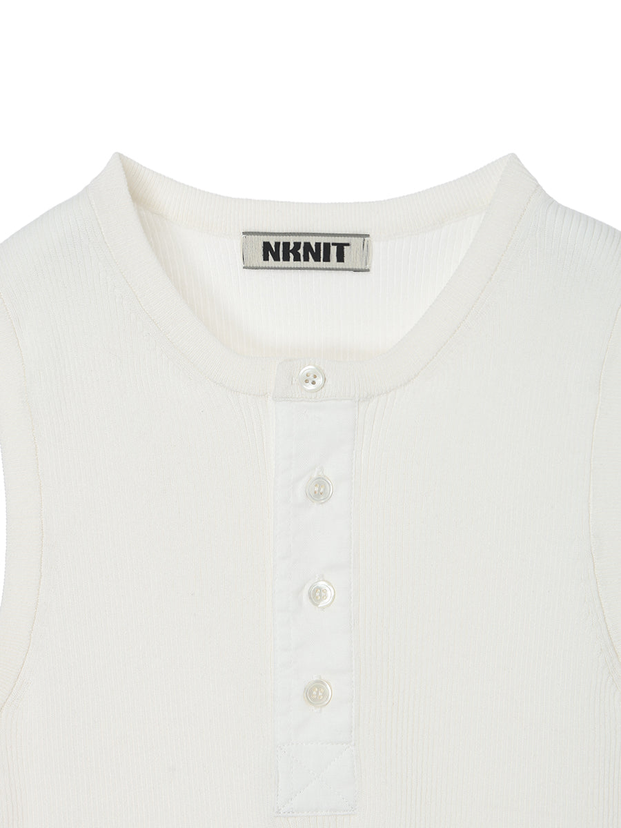 rib  henry neck KNIT  tank top