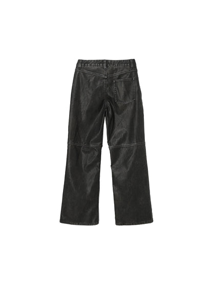 washed faux leather pants