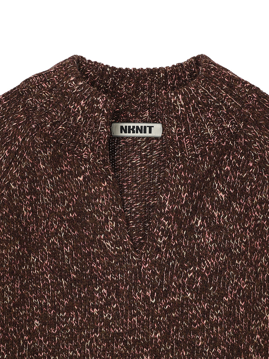 mix color high neck skipper KNIT