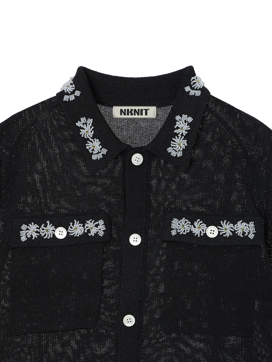 beads flower KNIT shirt