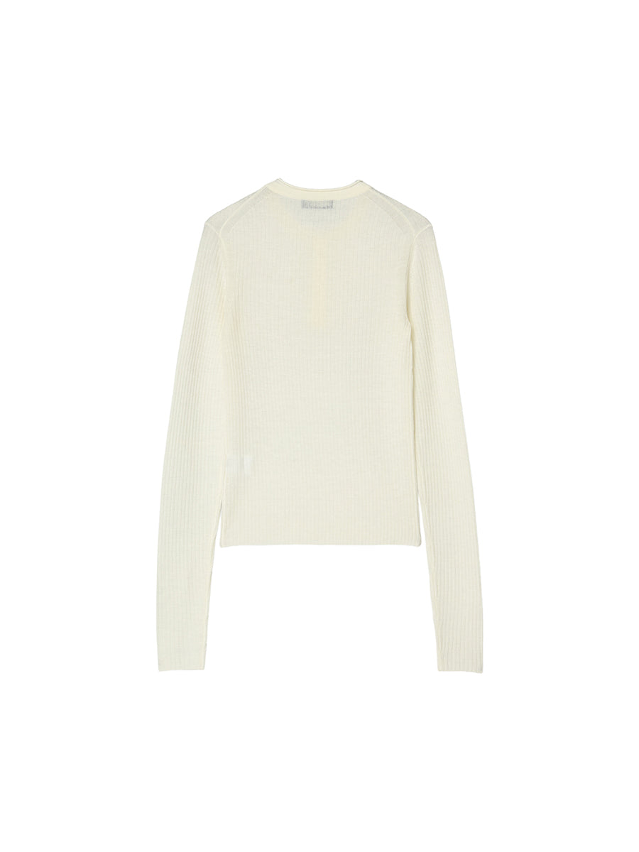 sheer rib henley KNIT