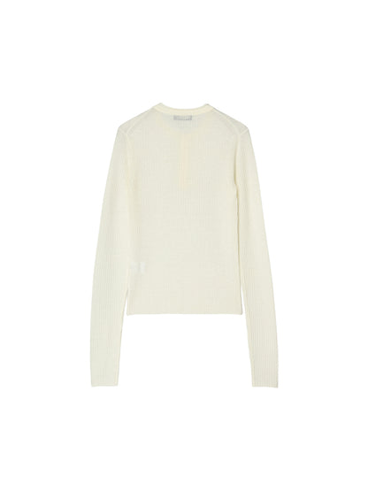 sheer rib henley KNIT