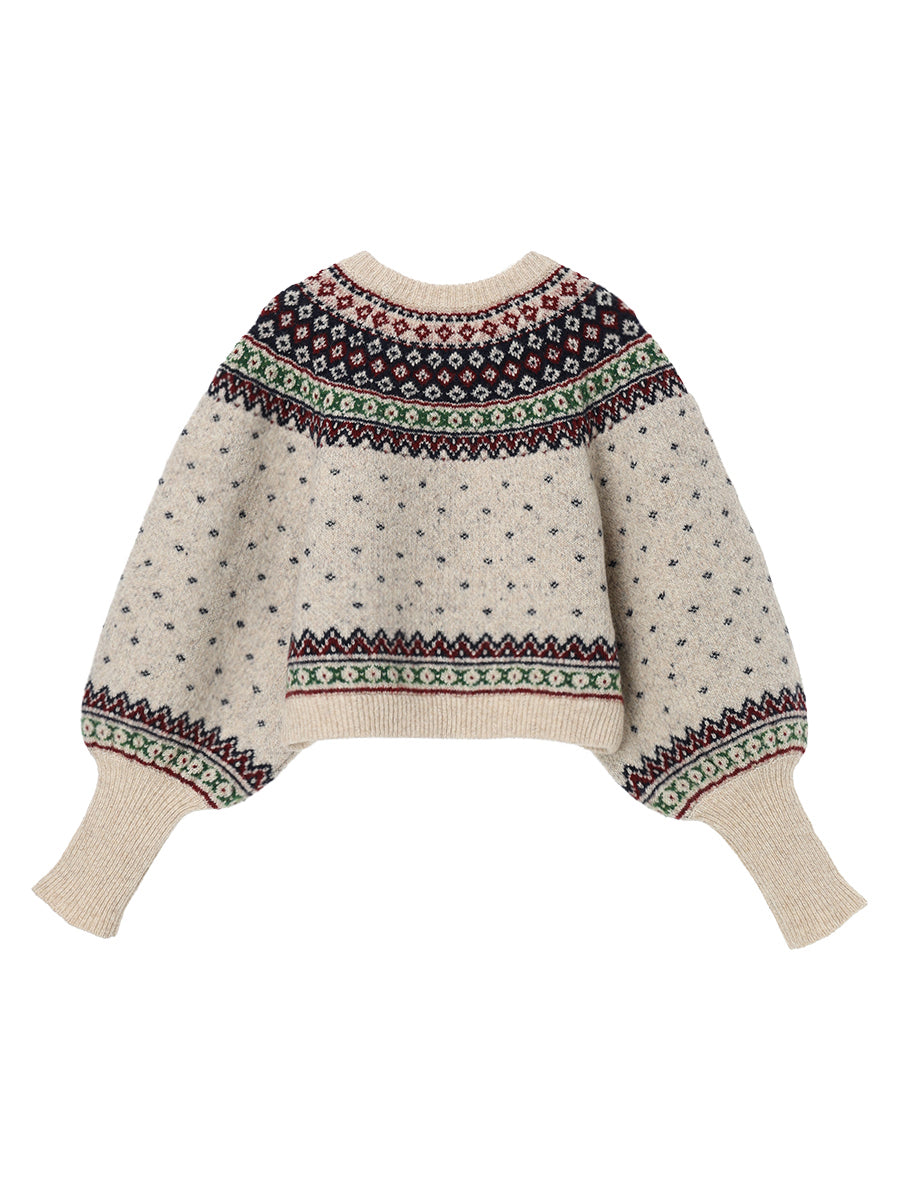 fair Isle pattern balloon sleeve KNIT