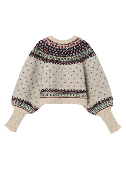 fair Isle pattern balloon sleeve KNIT
