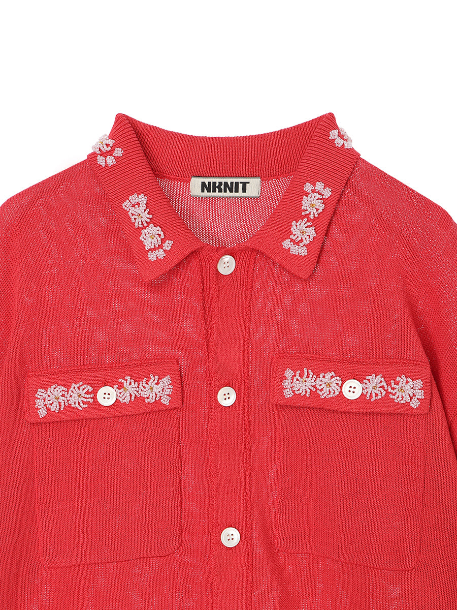 beads flower KNIT shirt