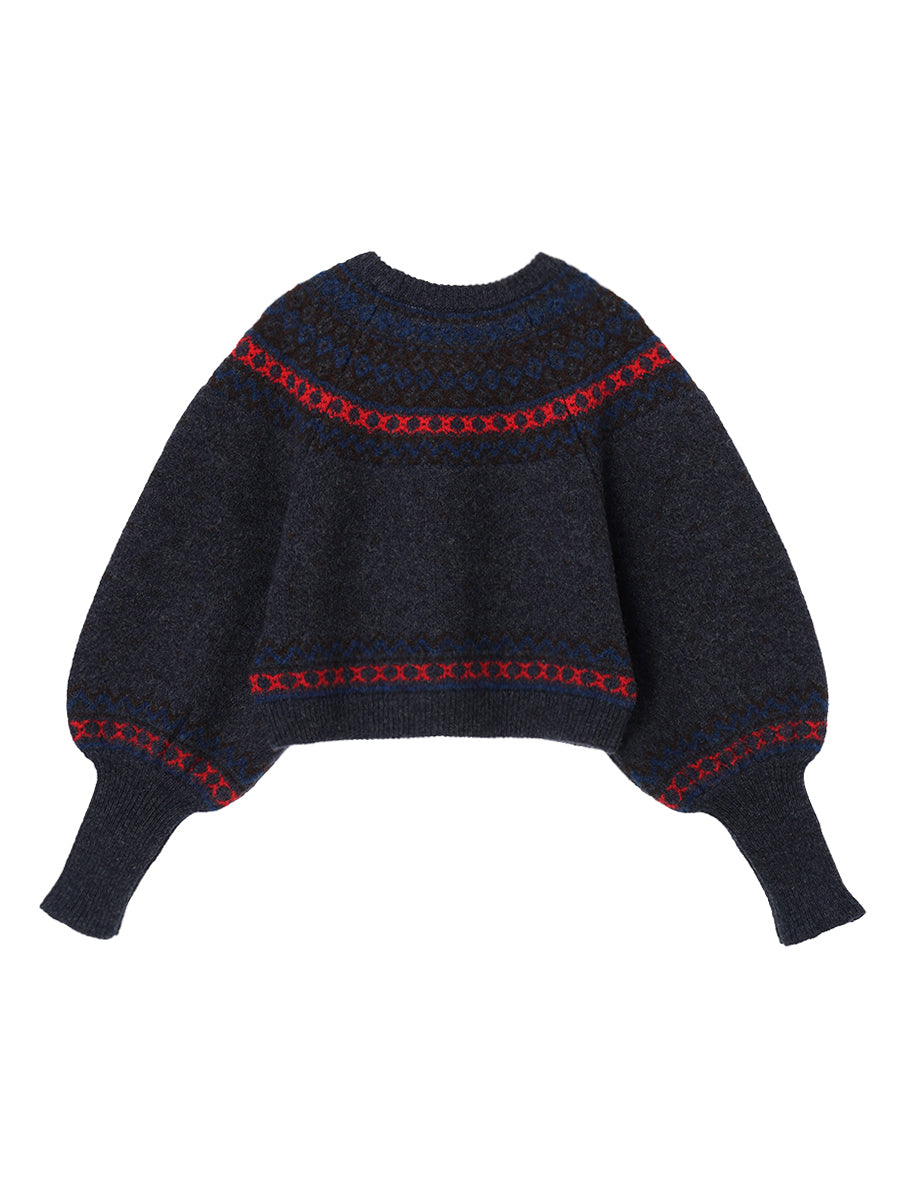 fair Isle pattern balloon sleeve KNIT