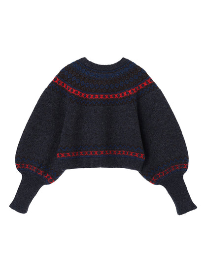 fair Isle pattern balloon sleeve KNIT