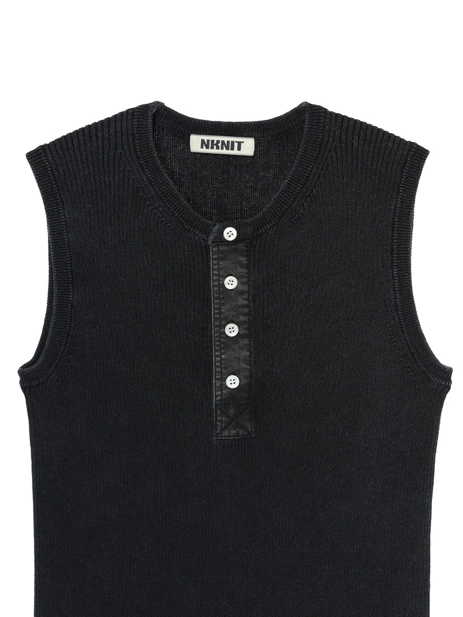 dyed rib  henry neck KNIT  tank top