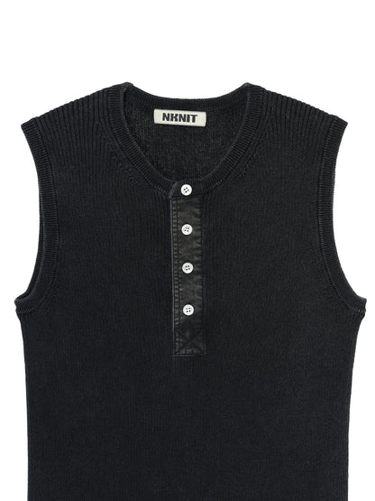 dyed rib  henry neck KNIT  tank top