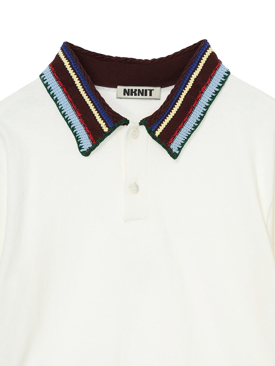 pattern collar KNIT polo shirt