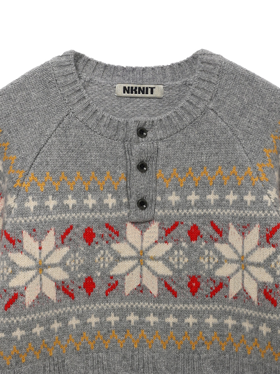nordic pattern henley KNIT