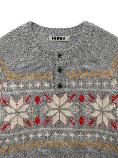 nordic pattern henley KNIT