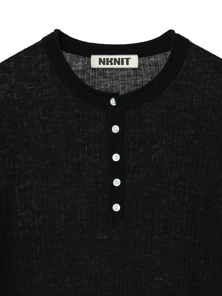 sheer rib henley KNIT